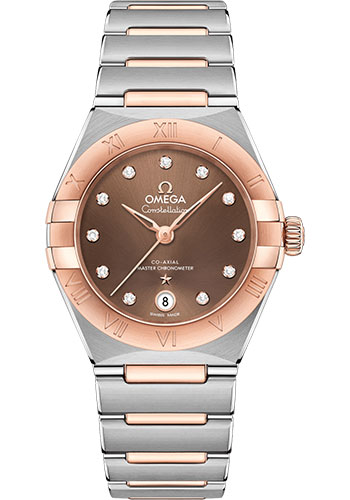 Omega Constellation Stainless Steel and Rose Gold 29 MM - Stainless Steel and Rose Gold Bracelet - Brown Diamond Dial - 131.20.29.20.63.001