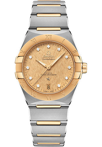 Omega Constellation Stainless Steel and Yellow Gold 36 MM - Stainless Steel and Yellow Gold Bracelet - Champagne Diamond Dial - 131.20.36.20.58.001