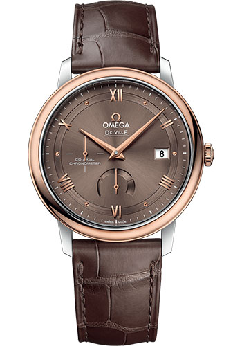 Omega De Ville Stainless Steel and Rose Gold 39.5 MM - Brown Leather Strap - Brown Dial - 424.23.40.21.13.001