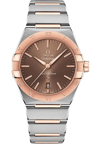 Omega Constellation Stainless Steel and Rose Gold 39 MM - Stainless Steel and Rose Gold Bracelet - Brown Dial - 131.20.39.20.13.001