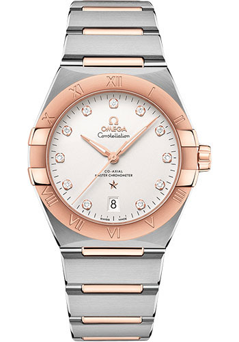 Omega Constellation Stainless Steel and Rose Gold 39 MM - Stainless Steel and Rose Gold Bracelet - Silvery Diamond Dial - 131.20.39.20.52.001