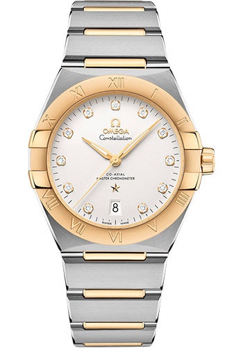 Omega Constellation Stainless Steel and Yellow Gold 39 MM - Stainless Steel and Yellow Gold Bracelet - Silvery Diamond Dial - 131.20.39.20.52.002