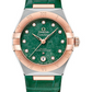 Omega Constellation Rose Gold and Stainless Steel 29 MM - Green Leather Strap - Green Diamond Dial - 131.23.29.20.99.001