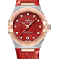 Omega Constellation Rose Gold and Stainless Steel 29 MM - Red Leather Strap - Red Diamond Dial - 131.23.29.20.99.002