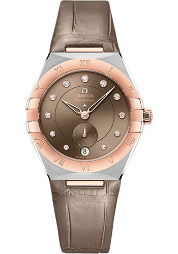 Omega Constellation Stainless Steel and Rose Gold 34 MM - Brown Leather Strap - Brown Diamond Dial - 131.23.34.20.63.001