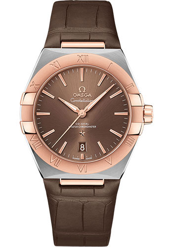 Omega Constellation Stainless Steel and Rose Gold 39 MM - Brown Leather Strap - Brown Dial - 131.23.39.20.13.001