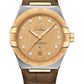 Omega Constellation Stainless Steel and Yellow Gold 39 MM - Brown Leather Strap - Champagne Diamond Dial - 131.23.39.20.58.001