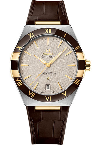 Omega Constellation Stainless Steel and Yellow Gold 41 MM - Brown Leather Strap - Grey Dial - 131.23.41.21.06.002