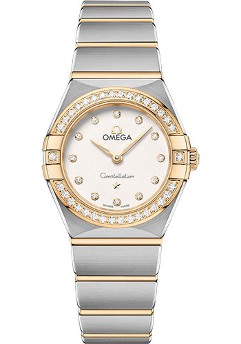 Omega Constellation Stainless Steel and Yellow Gold 25 MM - Stainless Steel and Yellow Gold Bracelet - Diamond Bezel - White Silvery Diamond Dial - 131.25.25.60.52.002