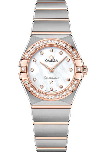 Omega Constellation Stainless Steel and Rose Gold 25 MM - Stainless Steel and Rose Gold Bracelet - Diamond Bezel - Mother-Of-Pearl Diamond Dial - 131.25.25.60.55.001