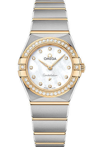 Omega Constellation Stainless Steel and Yellow Gold 25 MM - Stainless Steel and Yellow Gold Bracelet - Diamond Bezel - White Mother-Of-Pearl Diamond Dial - 131.25.25.60.55.002