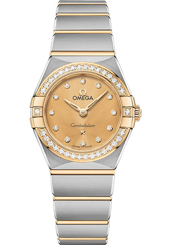 Omega Constellation Stainless Steel and Yellow Gold 25 MM - Stainless Steel and Yellow Gold Bracelet - Diamond Bezel - Champagne Diamond Dial - 131.25.25.60.58.001