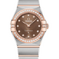 Omega Constellation Stainless Steel and Rose Gold 25 MM - Stainless Steel and Rose Gold Bracelet - Diamond Bezel - Brown Diamond Dial - 131.25.25.60.63.001