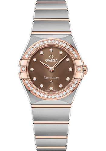 Omega Constellation Stainless Steel and Rose Gold 25 MM - Stainless Steel and Rose Gold Bracelet - Diamond Bezel - Brown Diamond Dial - 131.25.25.60.63.001