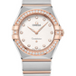 Omega Constellation Stainless Steel and Rose Gold 28 MM - Stainless Steel and Rose Gold Bracelet - Diamond Bezel - White Silvery Diamond Dial - 131.25.28.60.52.001