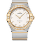 Omega Constellation Stainless Steel and Yellow Gold 28 MM - Stainless Steel and Yellow Gold Bracelet - Diamond Bezel - White Silvery Diamond Dial - 131.25.28.60.52.002