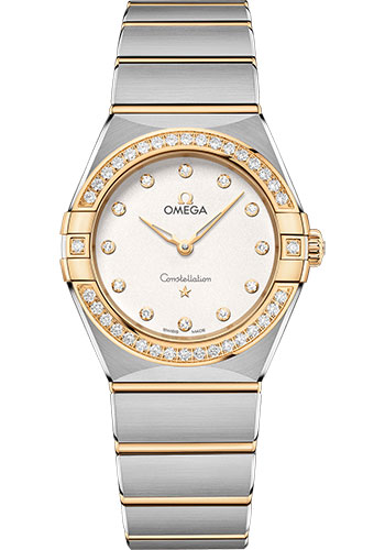 Omega Constellation Stainless Steel and Yellow Gold 28 MM - Stainless Steel and Yellow Gold Bracelet - Diamond Bezel - White Silvery Diamond Dial - 131.25.28.60.52.002