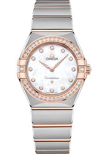 Omega Constellation Stainless Steel and Rose Gold 28 MM - Stainless Steel and Rose Gold Bracelet - Diamond Bezel - Mother-Of-Pearl Diamond Dial - 131.25.28.60.55.001