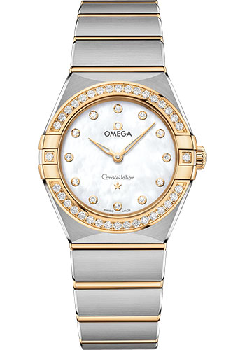 Omega Constellation Stainless Steel and Yellow Gold 28 MM - Stainless Steel and Yellow Gold Bracelet - Diamond Bezel - Mother-Of-Pearl Diamond Dial - 131.25.28.60.55.002