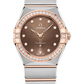 Omega Constellation Stainless Steel and Rose Gold 28 MM - Stainless Steel and Rose Gold Bracelet - Diamond Bezel - Brown Diamond Dial - 131.25.28.60.63.001