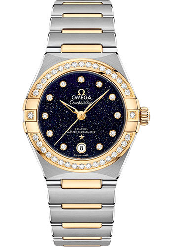 Omega Constellation Stainless Steel and Yellow Gold 29 MM - Stainless Steel and Yellow Gold Bracelet - Diamond Bezel - Blue Diamond Dial - 131.25.29.20.53.001