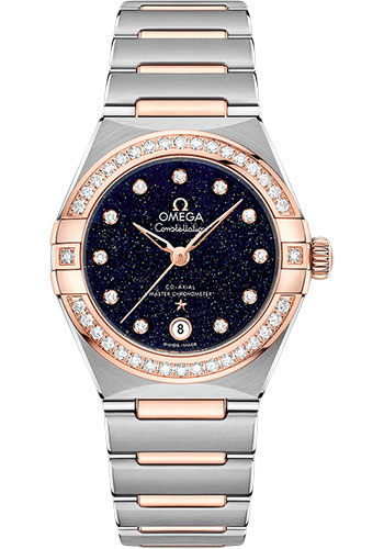 Omega Constellation Stainless Steel and Rose Gold 29 MM - Stainless Steel and Rose Gold Bracelet - Diamond Bezel - Blue Diamond Dial - 131.25.29.20.53.002