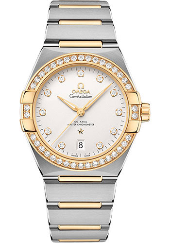 Omega Constellation Stainless Steel and Yellow Gold 39 MM - Stainless Steel and Yellow Gold Bracelet - Diamond Bezel - Silvery Diamond Dial - 131.25.39.20.52.002