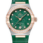 Omega Constellation Rose Gold and Stainless Steel 29 MM - Green Leather Strap - Diamond Bezel - Green Diamond Dial - 131.28.29.20.99.001