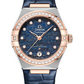 Omega Constellation Rose Gold and Stainless Steel 29 MM - Blue Leather Strap - Diamond Bezel - Blue Diamond Dial - 131.28.29.20.99.003