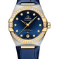 Omega Constellation Stainless Steel and Yellow Gold 36 MM - Blue Leather Strap - Diamond Bezel - Blue Diamond Dial - 131.28.36.20.53.001