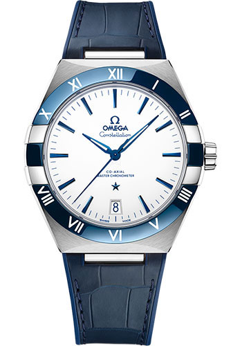 Omega Constellation Stainless Steel 41 MM - Blue Leather Strap - White Dial - 131.33.41.21.04.001