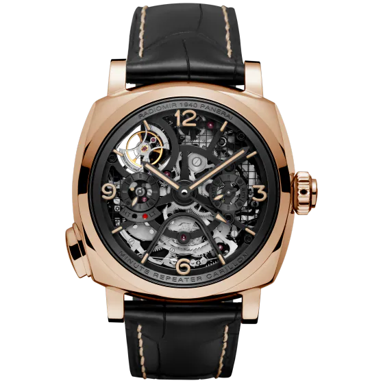 Panerai Radiomir Goldtech 49 MM - Black Alligator Strap - Skeleton Dial - PAM00600