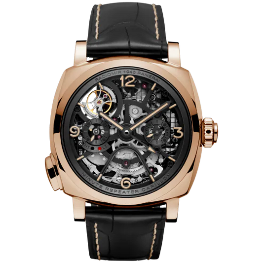 Panerai Radiomir Goldtech 49 MM - Black Alligator Strap - Skeleton Dial - PAM00600