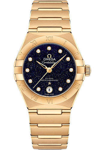 Omega Constellation Yellow Gold 29 MM - Yellow Gold Bracelet - Blue Diamond Dial - 131.50.29.20.53.002