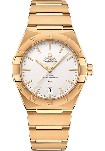 Omega Constellation Yellow Gold 39 MM - Yellow Gold Bracelet - Silvery Dial - 131.50.39.20.02.002