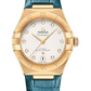 Omega Constellation Yellow Gold 29 MM - Blue Leather Strap - White Silvery Diamond Dial - 131.53.29.20.52.001