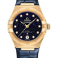 Omega Constellation Yellow Gold 29 MM - Blue Leather Strap - Blue Diamond Dial - 131.53.29.20.53.001