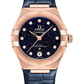 Omega Constellation Rose Gold 29 MM - Blue Leather Strap - Blue Diamond Dial - 131.53.29.20.53.003