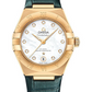 Omega Constellation Yellow Gold 29 MM - Green Leather Strap - Pearled Mother-Of-Pearl Diamond Dial - 131.53.29.20.55.001