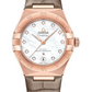 Omega Constellation Rose Gold 29 MM - Beige Leather Strap - Pearled Mother-Of-Pearl Diamond Dial - 131.53.29.20.55.002