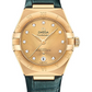 Omega Constellation Yellow Gold 29 MM - Green Leather Strap - Champagne Diamond Dial - 131.53.29.20.58.001