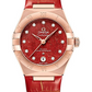 Omega Constellation Rose Gold 29 MM - Red Leather Strap - Red Diamond Dial - 131.53.29.20.99.003