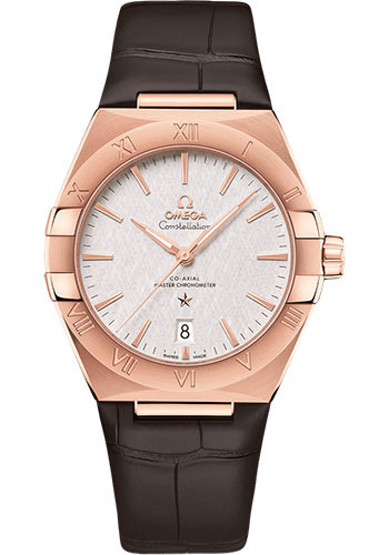 Omega Constellation Rose Gold 39 MM - Brown Leather Strap - Silvery Dial - 131.53.39.20.02.001