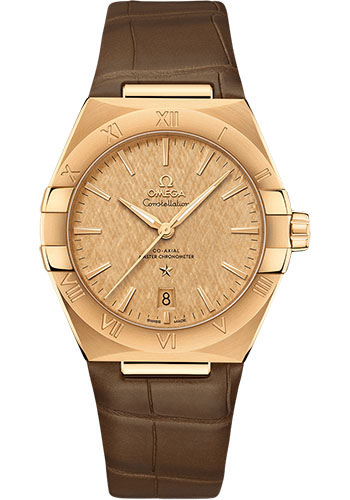 Omega Constellation Yellow Gold 39 MM - Brown Leather Strap - Champagne Dial - 131.53.39.20.08.001