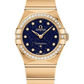 Omega Constellation Yellow Gold 25 MM - Yellow Gold Bracelet - Diamond Bezel - Blue Diamond Dial - 131.55.25.60.53.001