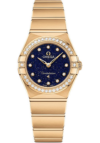 Omega Constellation Yellow Gold 25 MM - Yellow Gold Bracelet - Diamond Bezel - Blue Diamond Dial - 131.55.25.60.53.001