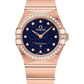 Omega Constellation Rose Gold 25 MM - Rose Gold Bracelet - Diamond Bezel - Blue Diamond Dial - 131.55.25.60.53.002