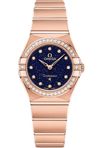 Omega Constellation Rose Gold 25 MM - Rose Gold Bracelet - Diamond Bezel - Blue Diamond Dial - 131.55.25.60.53.002