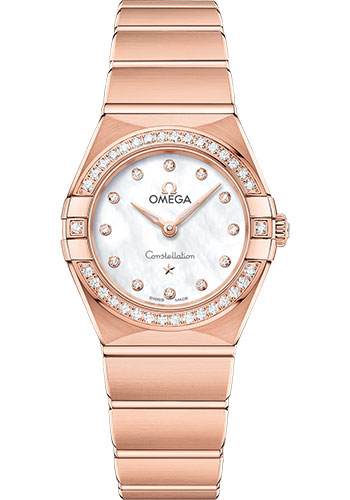 Omega Constellation Rose Gold 25 MM - Rose Gold Bracelet - Diamond Bezel - Mother-Of-Pearl Diamond Dial - 131.55.25.60.55.001