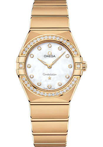 Omega Constellation Yellow Gold 28 MM - Yellow Gold Bracelet - Diamond Bezel - Mother-Of-Pearl Diamond Dial - 131.55.28.60.55.002